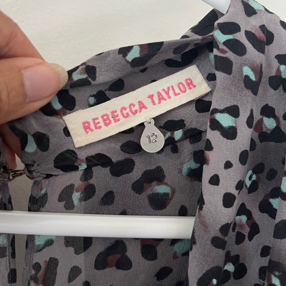 Rebecca Taylor 100% Silk Leopard Print Open Back Dress Size 12 - Picture 5 of 15